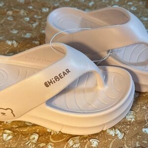 ChiBear Cloud Flip Flop Pale Pink Cute Bear Pattern Stylish Platform